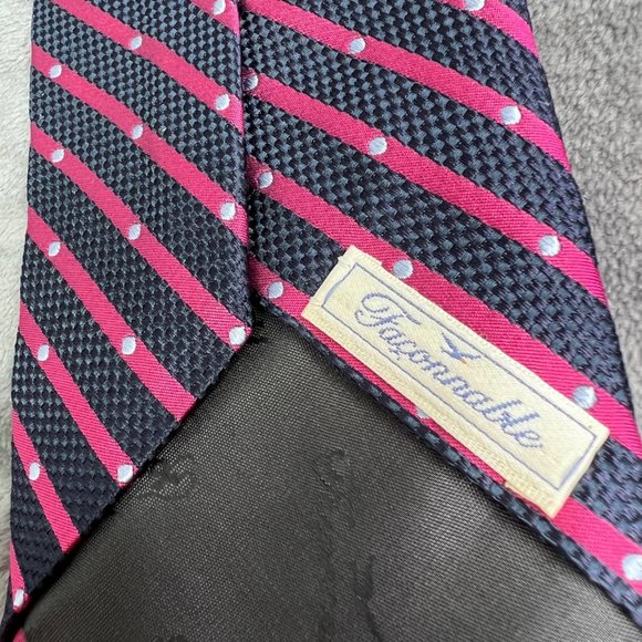 Faconnable Silk Tie Blue Mauve Pink Diagonal Stripe France - Picture 7 of 7